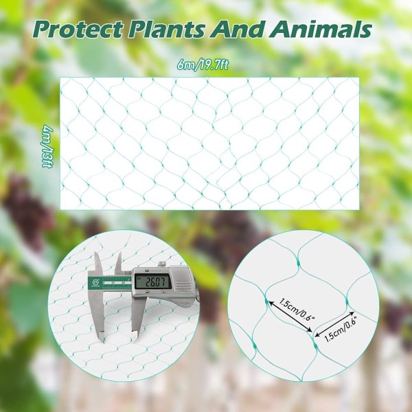 4 x 6m Grønt Fuglenet Have Dam Net til Planter Mesh Beskyttelse