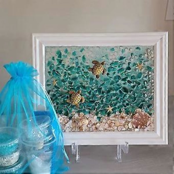 Havsglaskonstkit DIY-hantverk Personlig Unik Fotobåge Väggkonst för Hem Sovrumsinredning (Paulownia Brun Trä)