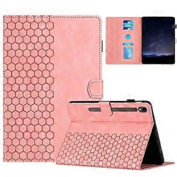 Preget PU-etui for Samsung Galaxy Tab S9 / S9 FE (Rosa)