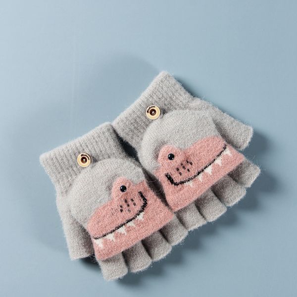 2 par barns vinterhandskar stickade handskar 5 fingerhandskar U