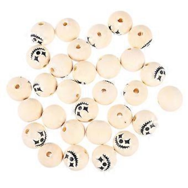 30 st Halloween Pärlor Runda Träpärlor Vackra Lösa Hantverkspärlor för DIY