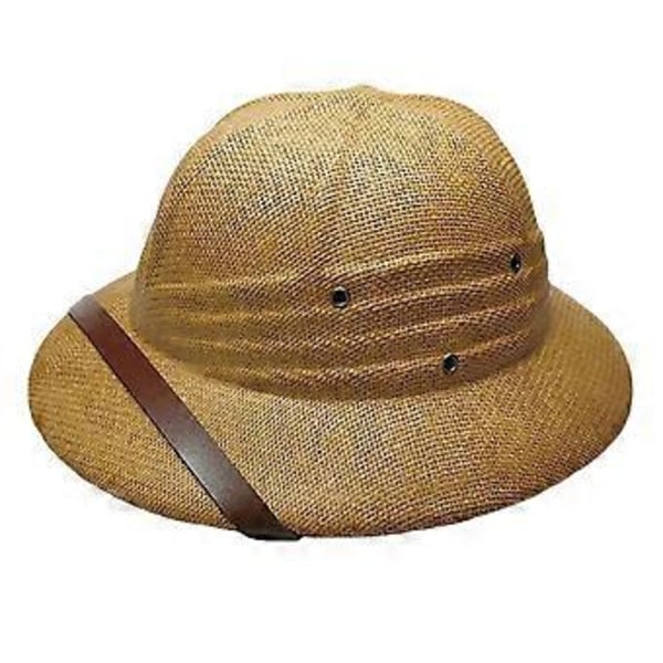 Western Stråhat Håndvævet Åndbar Solhat Pith Britisk Hat Elegant PU Bælte Stråhat Cosplay Hat Khaki( Khaki)