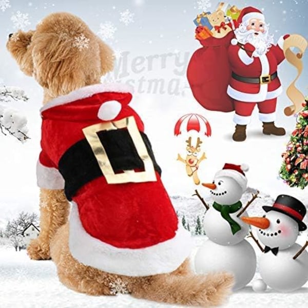 Jultomte hundkostym bomull husdjurskläder vinterhuvad kappa