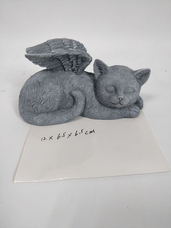 Mindesmærke til katteengel, 12 cm, polyresin