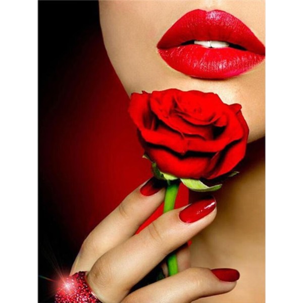 30 x 40 cm ,lèvres rouges roseDiamantmålning Broderie Diamant