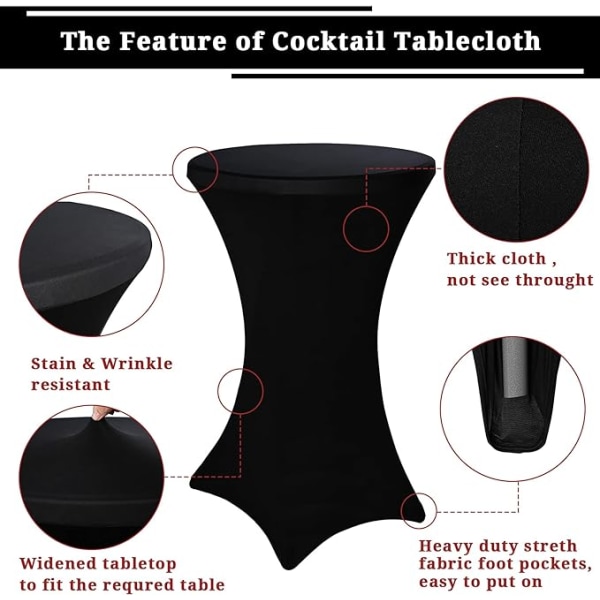 Blå Dream Nappe de cocktail d'angle carrée extensible noire 80