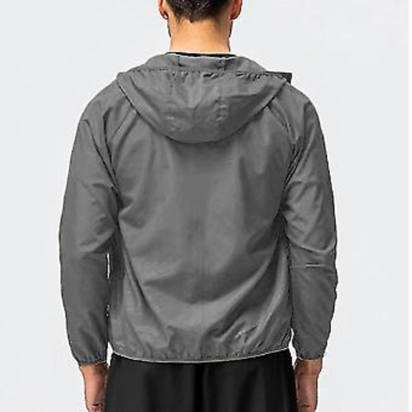 Mænd Letvægts Casual Jakke Combat Udendørs Vandreture Hættetrøje Frakke Overdele-r (XL Grå)