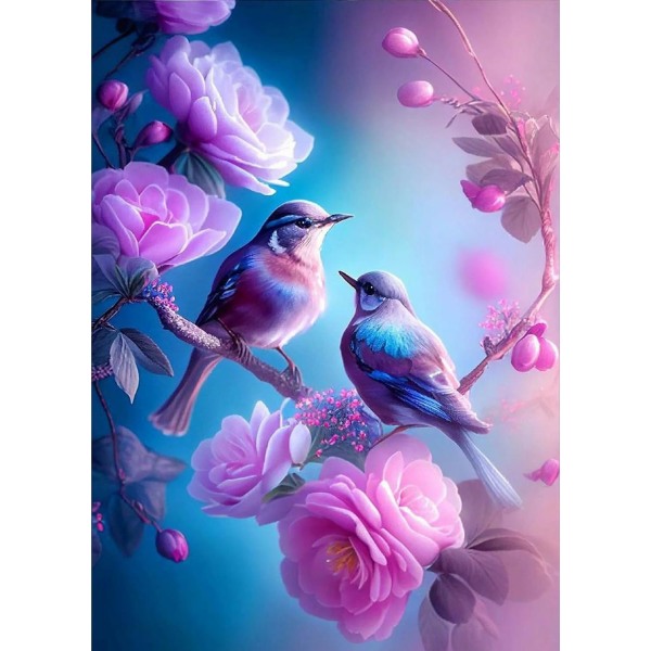 5D diamond painting flowers and birds series 30x40cm (style 28)