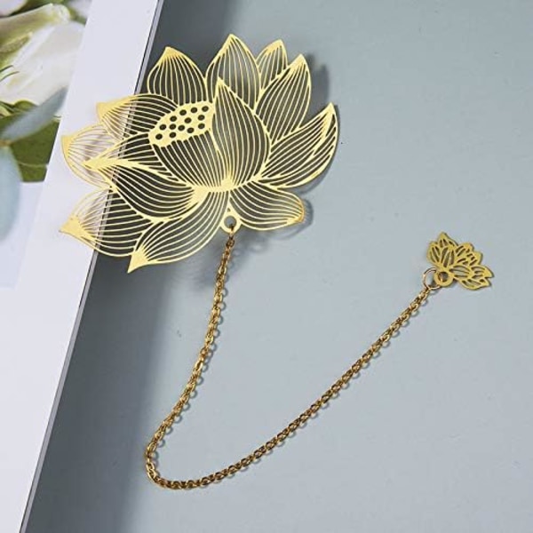 4 Pieces Metal Bookmarks with Chain, Golden Hollow Bookmark for B