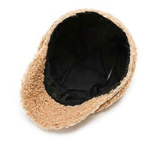 Konstnär Målare Lammull Basker Hatt Enfärgad Hatt Utomhus Fritid Åttkantig Hatt Gåva till Par Flickvän Vän Älskare Beige( Beige)