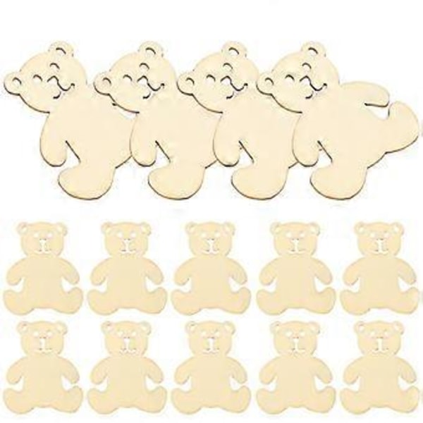 40 stk Tre DIY Chip Skiver Ubehandlet Tre Bjørn Formet Design Chip Pynt Ornament for Dekor