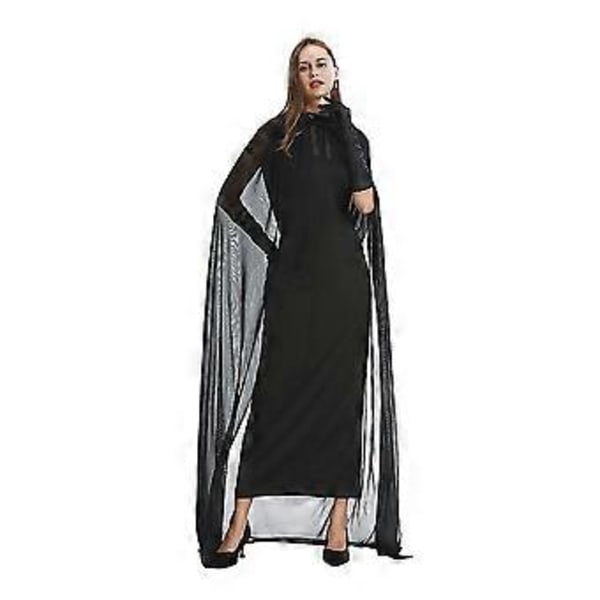 Halloween Vuxna Häxor Vampyrer Cosplay Party Kostym Lång Klänning+huva Cape Set( L)