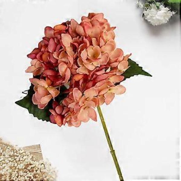 1 Gren Konstgjord Blomma Realistiskt Utseende Ingen Vattning 6 Gafflar Simulation Hortensia Bröllopsdekoration Heminredning (Kaffe)
