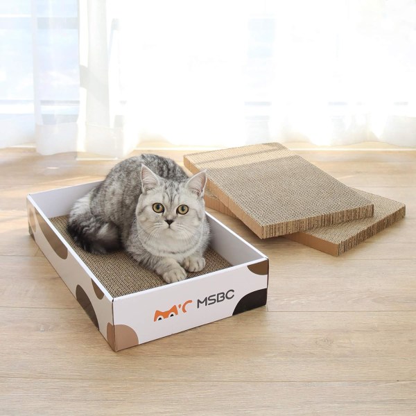 Kattenskraper, sett med 3 katteskrapere, bølgepapp for