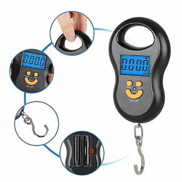 50 kg Digital Fiskvåg Post Hängande Haken Bagagevikt Lcd Mini Bärbar