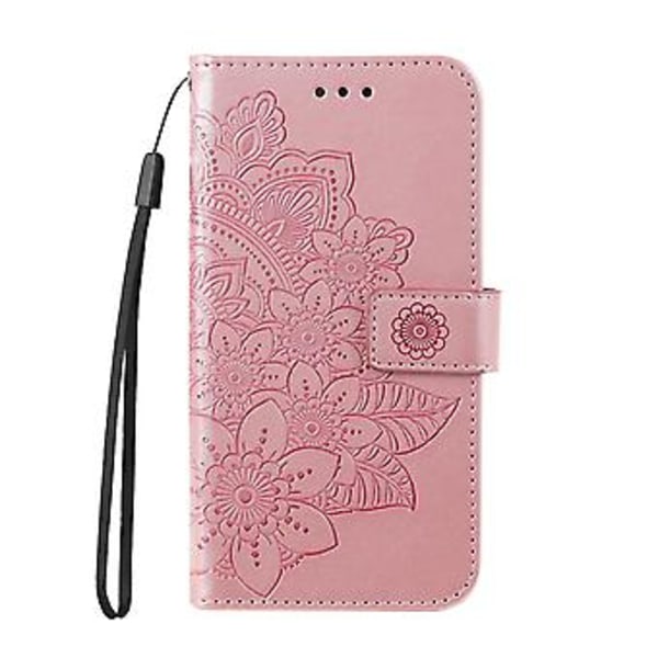 Blomster PU-etui til Honor X8 5G / X6 (Rosenguld)