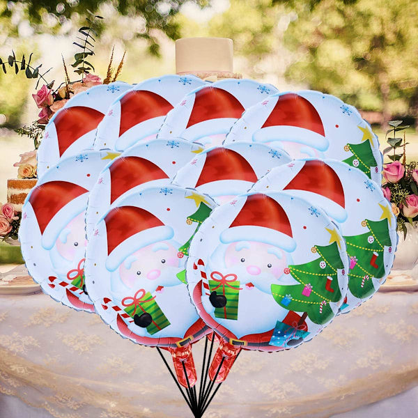 10-pack julballonger med tomtedesign, runda heliumballonger
