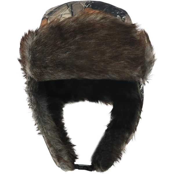 Winter Hunting Hat with Ear Flaps, Fallen Leaf Camouflage Cap, Ru