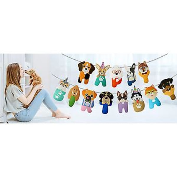 Hundtema Festtillbehör Hundfest Dekorationer Grattis På Födelsedagen Banderoll Hundar Hundfest Dekorationer Valp Födelsedag Banderoll
