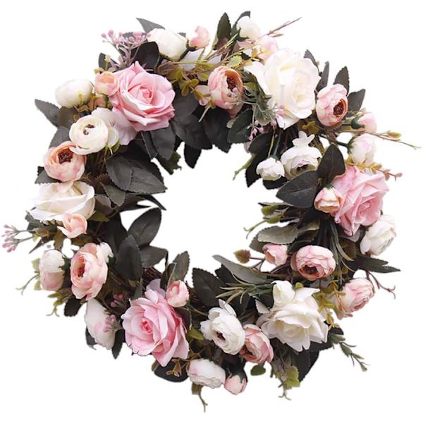 Dörrkrans, konstgjorda blommor roskrans - fyra årstider fram