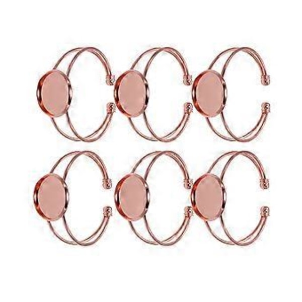 6 st 25mm Rund Platt Koppar Y Form DIY Armband Handledskedjor för Smyckestillverkning (Roséguld)