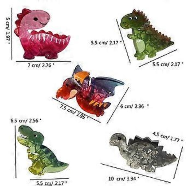 Morsomme Dinosaurer Hårklyper Sklisikre Hårklemmer Store Akryl Hårklyper Hodeplagg Stylingverktøy Hårtilbehør (Grønn Stegosaurus 2)