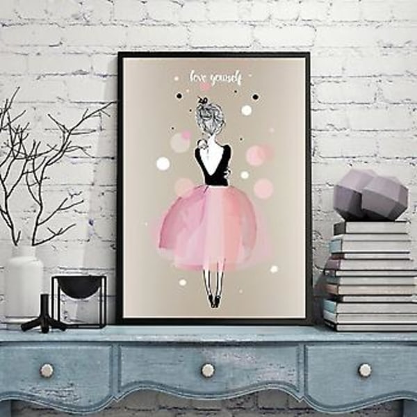 Oinramad 3-set Kawaii Vattenfärgsflicka Väggkonst Minimalistisk Måleri Cartoon Doodle Art Canvas Print Poster, Minimal Väggkonst Doodle Cartoon Art Måleri