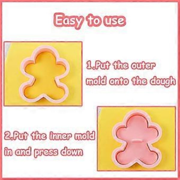 10 stycken Mini Pepparkaksmän Pepparkaksformar, 3D Utstående Juldesign Pepparkaksstämplar, Mini Roliga Pepparkaksformar, Julgranspynt Pepparkaksform