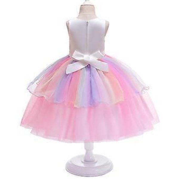 Børn Pige Enhjørning Prinsesse Tyl Tutu Kjole Julefest Bryllup Gallakjole (pink)