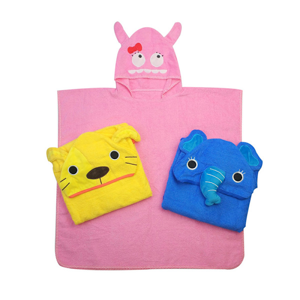Premium hettehåndkle poncho for barn og småbarn - bomull (blå)