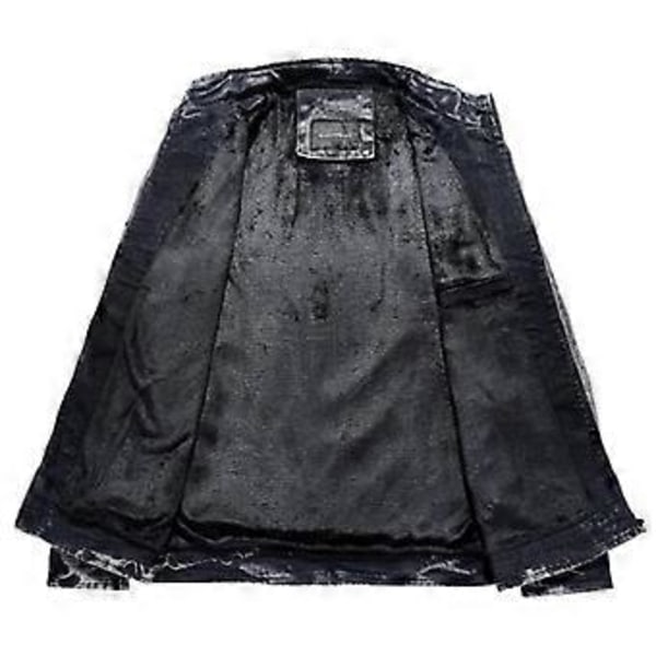 Denimjacka Herr Höstmode Jeansjacka Kappa Man Slim Fit Casual Jackor Ytterkläder Jacka Och Kappa (L svart)