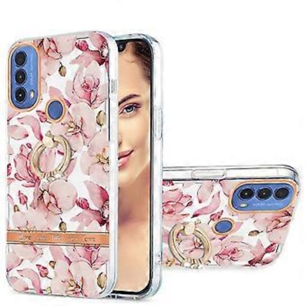 Blomster TPU-etui til Motorola Moto E20 / E30 / E40 (Pink Gardenia)