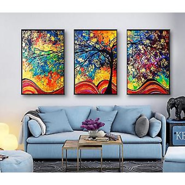 Wekity Lykke Træ Væghængt Canvas Print Poster, Enkel Abstrakt Akvarel Kunsttegning Dekoration til Hjemmet Stue Soveværelse Kontor og Børneværelse