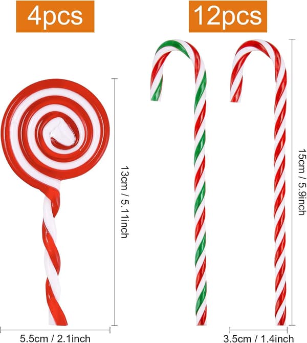 12 stycken julgodis sockerrör godis kryckor, 4 julklubbor