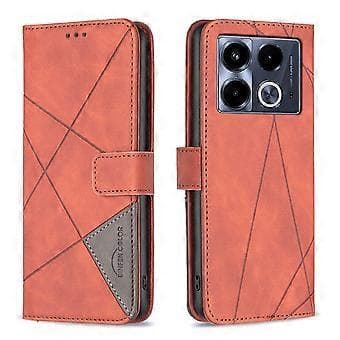 BINFEN COLOR BF05 för Infinix Note 40 Fodral Stativ Plånbok PU Läder Geometriskt Telefonfodral (Stil E)
