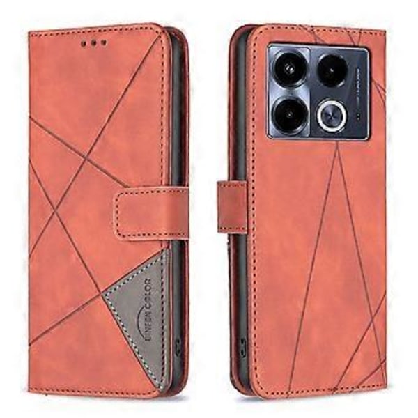 BINFEN COLOR BF05 Til Infinix Note 40 Etui Stativ Tegnebog PU Læder Geometrisk Telefon Cover (Style E)