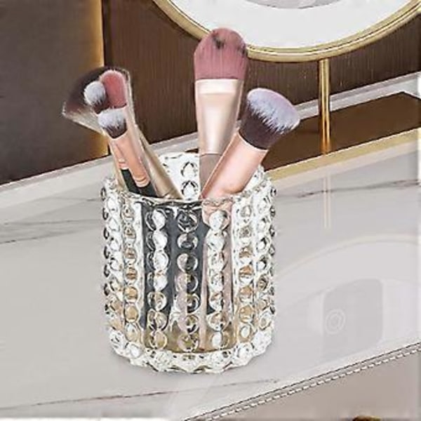 Makeupbørsteholder i glas Makeup Organizer Kop Highlighter Pen Holder Kosmetisk Opbevaringskop til kommode Skrivebord Badeværelse (klar)