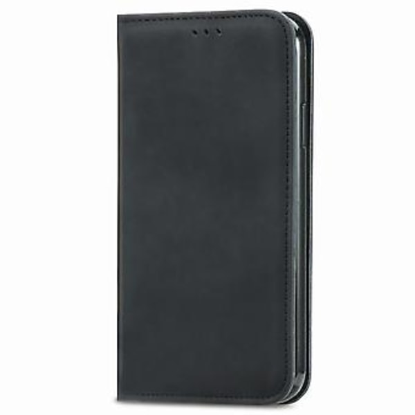 Retro Skin Feel Business Magnetisk Vandret Læderetui Til iPhone 12 / 12 Pro (Sort)