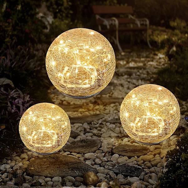 10cm solcellehavebelysning i revnet glas - hvid