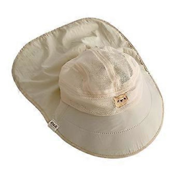Baby Mesh Bucket Hatt Fiskehatt Mjukt Brätte Panama Hatt för Barn Unisex Nackskydd Fiskehatt Utomhusaktivitet Solhatt (Risvit björn)