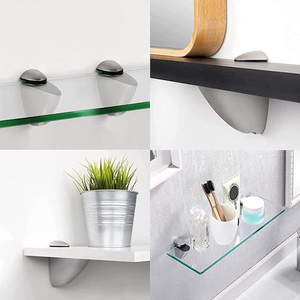(M)Justerbar Glashyllfäste, 4 stycken Glashyllfästen, Zink-legering Justerbar Glasklämma