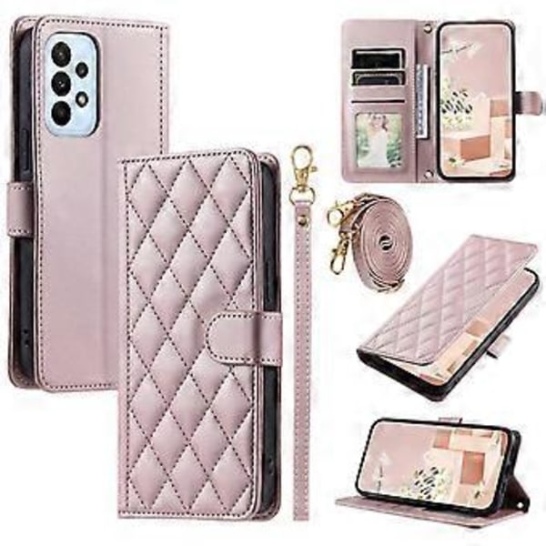 Mobilfodral för Samsung Galaxy A73 5G, Rutmönster i PU-Läder, Crossbody (Stil B)