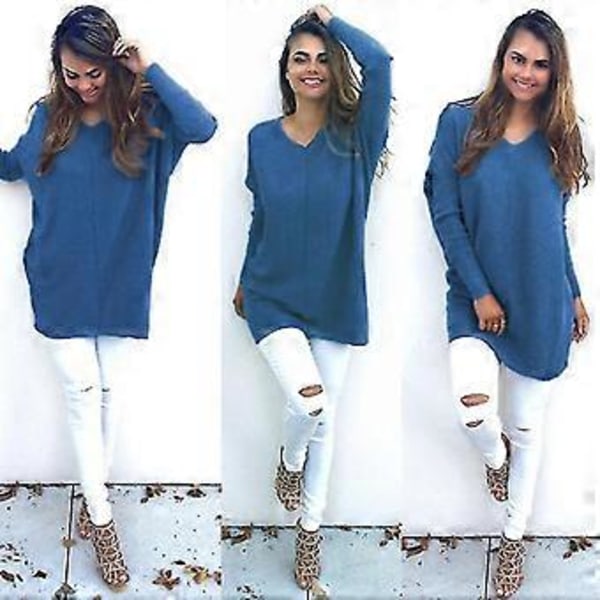 hmwy-dame lang sweater (XL Blå)