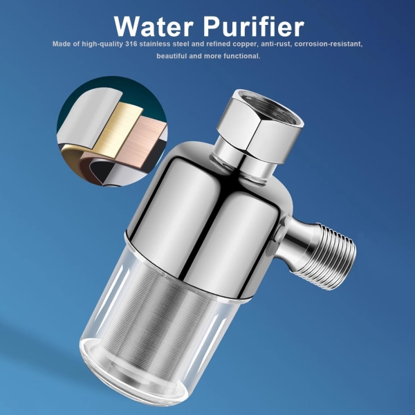 Dusjfilter, Hard Water Filter, Gjenbrukbar Filter med 1/2 Tommers Intern og Ekstern Tråd, Effekt