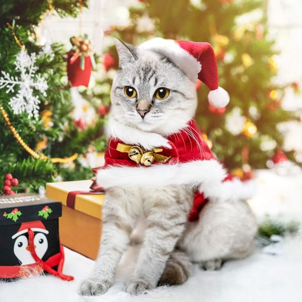 Juldräkter för hund Jul kattkläder Hundkostym Båge T