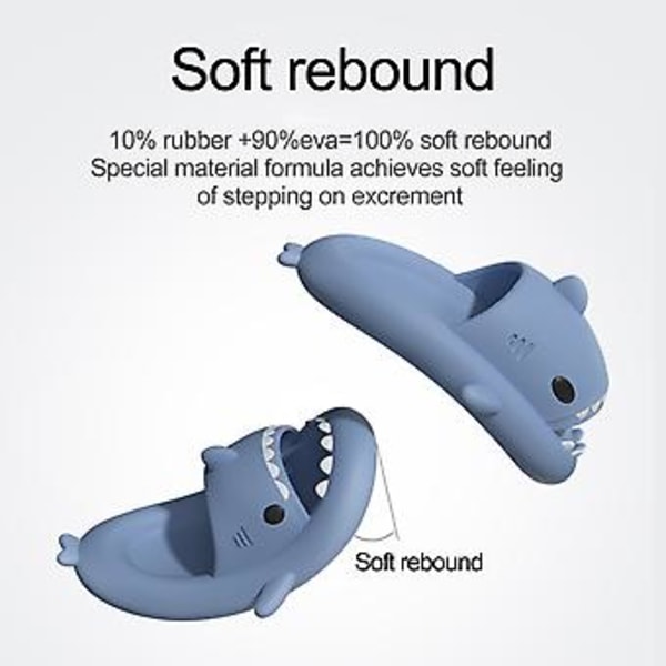 Søte Sky Tegneserie Hai Sandaler Sklisikre EVA Slippers for Kvinner og Barn Utendørs (40-41 grå)