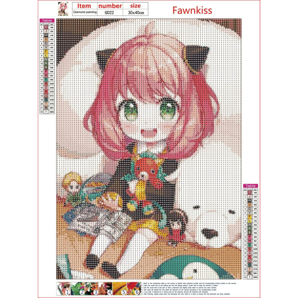 30x40cm Anime 5D Diamantmaleri Kits til Børn, DIY Fuld Rhinest