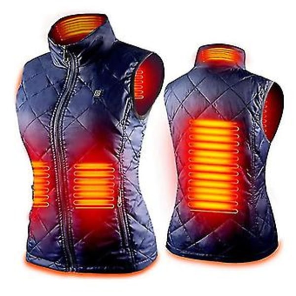 Women's Heated Vest With 4 Heating Zones, Neck Heating Jacket Usb Charging(XXL Blue)