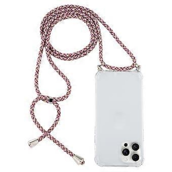 TPU-etui med snor til iPhone 16 Pro (lilla rød)