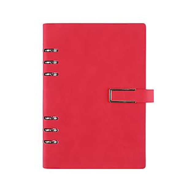 Løs-blads Business Office Notebook Hullet 6-rings Planner Binder Notebook til Møde Rejse Arbejde Skole (Rød)